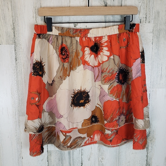 Odille Silk Tiered Ruffle Skirt Sz S - Picture 1 of 5